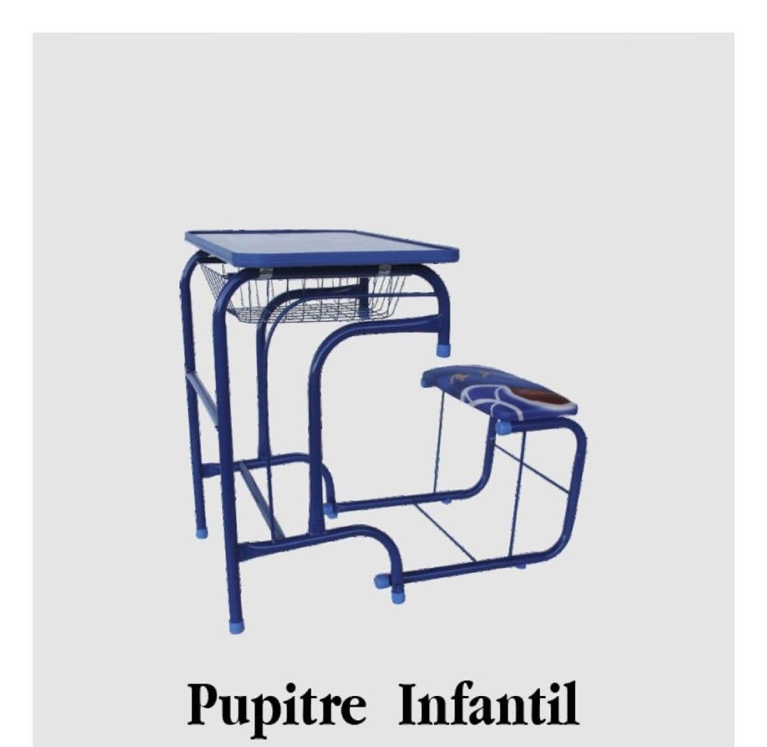 PUPITRE INFANTIL AZUL CON CANASTA Y PINTARRON