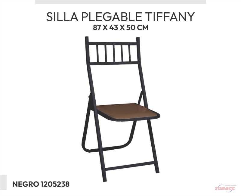 SILLA PLEGABLE TIFFANY NEGRO MARTILLADO VINIL PETALO LATE