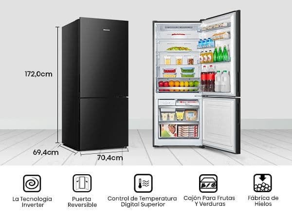 REFRIGERADOR HISENSE 15P3 BOTTOM MOUNT NEGRO RB15N6FBX1, imagen 2