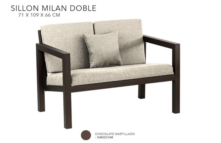 SILLON MILAN DOBLE CHOCOLATE MARTILLADO