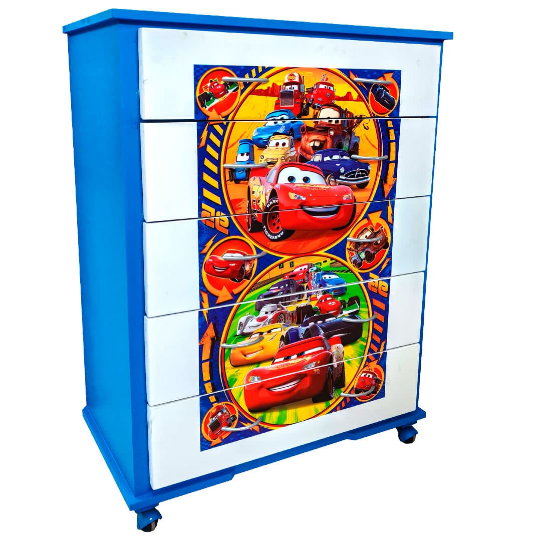 CAJONERA INFANTIL AZUL CON ESTAMPADO