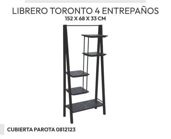 LIBRERO TORONTO 4 ENTREPAÑOS CHOCOLATE MARTILLADO CUBIERTA P